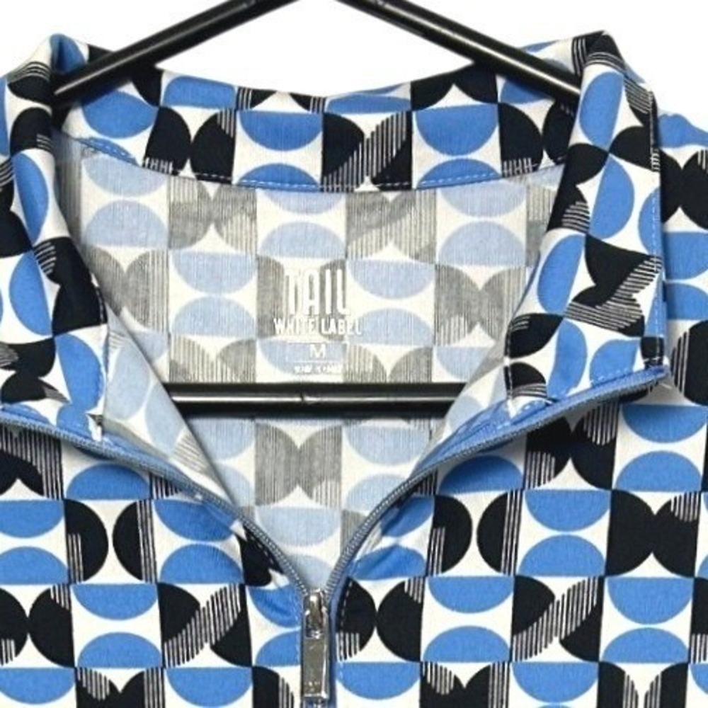 Tail Polo Shirt Womens Medium Blue Geometric Quarter Zip Golf Tennis Top sporty - Picture 2 of 7